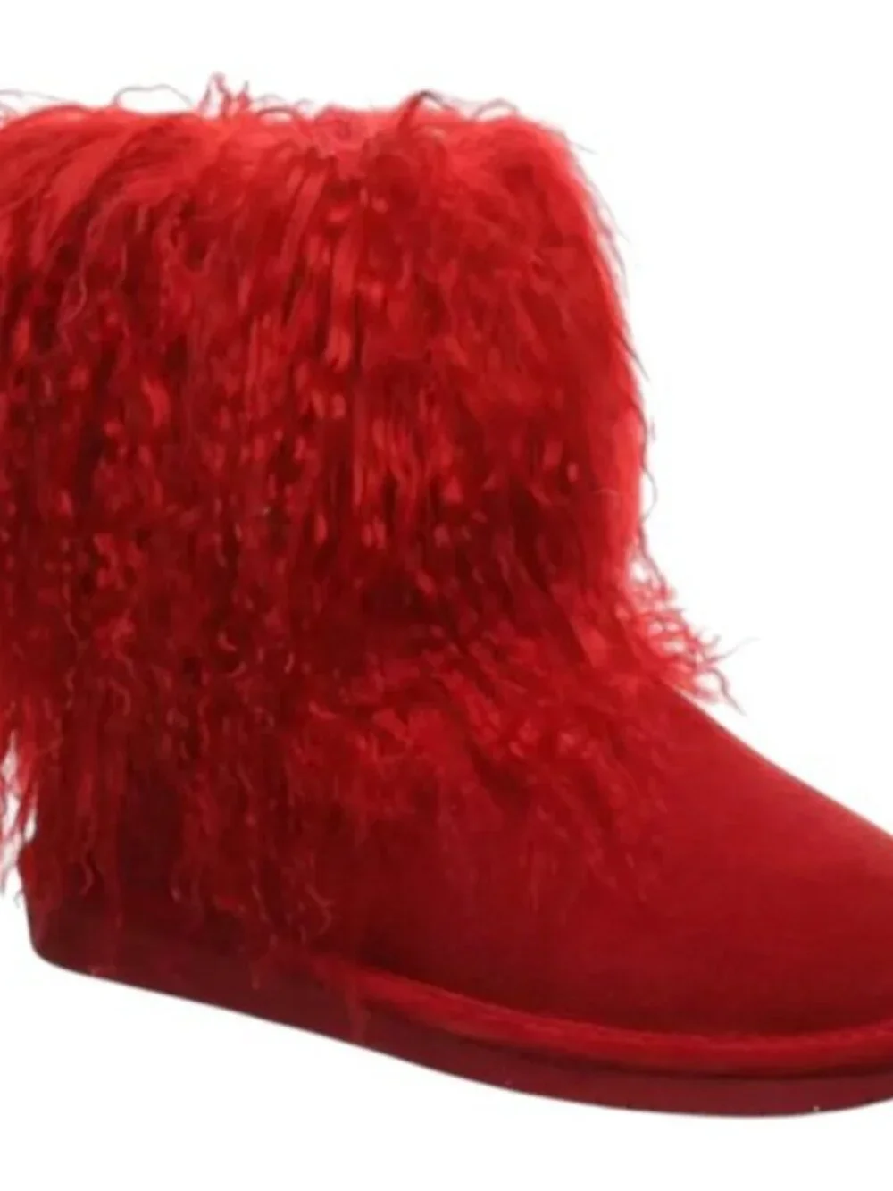 Bearpaw Boo Red Shearling Wool Curly Lamb Fur Boho Sherpa Boots Women's 6 NEW